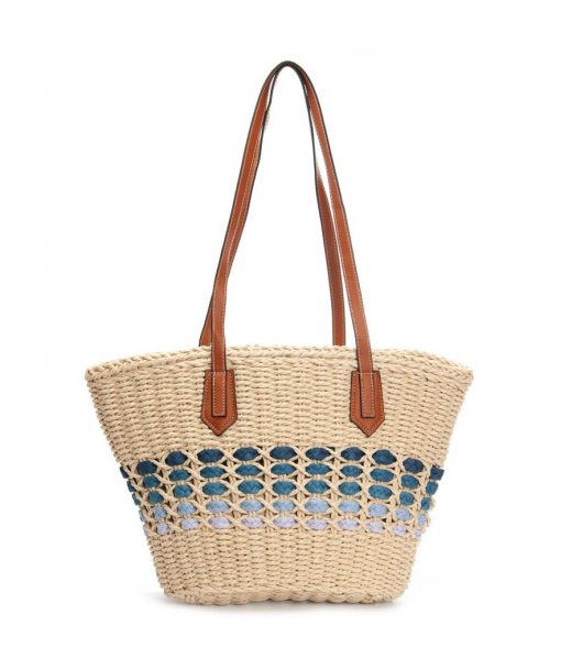 Жіноча плетена сумка PODIUM 6150 beige blue