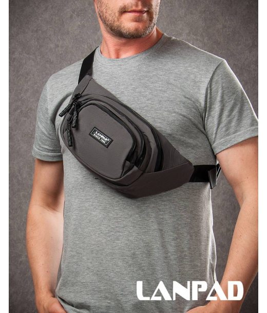 Сумка Мужская На пояс нейлон Lanpad 61056 grey