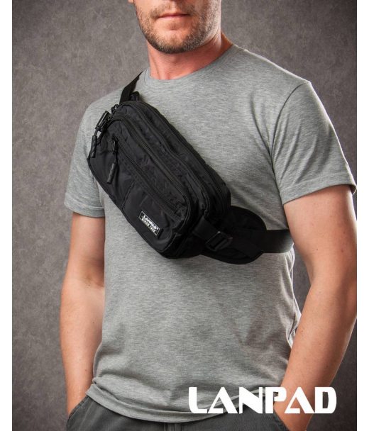 Сумка Мужская пояс-бананка нейлон Lanpad 63761 black