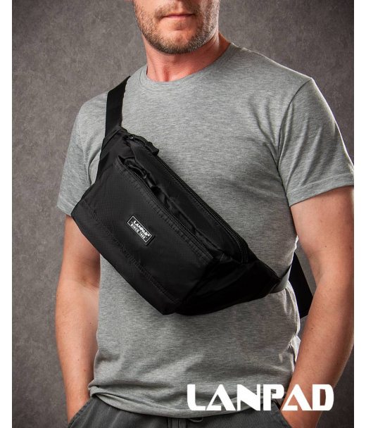 Сумка Мужская пояс-бананка нейлон Lanpad 61027 black
