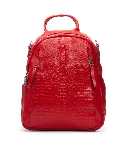 Сумка Женская Рюкзак кожа ALEX RAI 8907-9 red croco