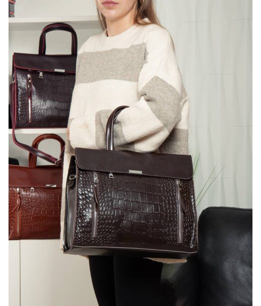 Сумка Шкіряна Жіноча Класична ALEX RAI 5052 brown croco