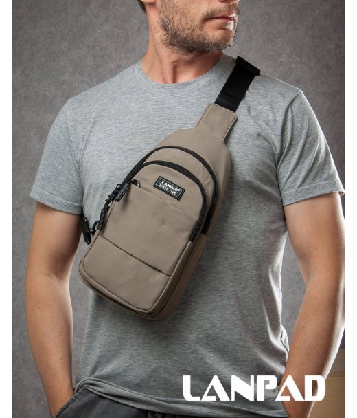 Сумка Чоловіча на плече нейлон Lanpad A4157 khaki бол