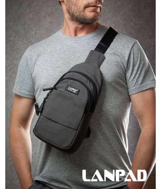 Сумка Чоловіча на плече нейлон Lanpad A4157 grey бол