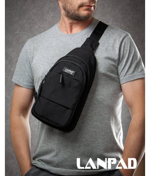 Сумка Чоловіча на плече нейлон Lanpad A4157 black бол