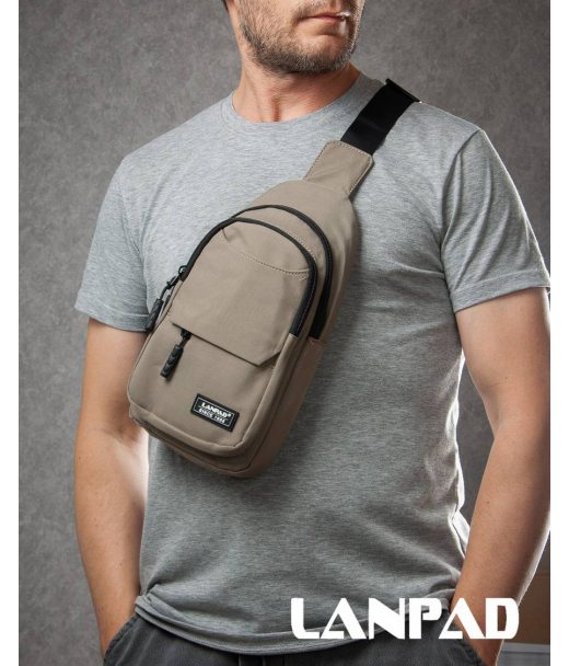 Сумка Чоловіча на плече нейлон Lanpad A4158 khaki бол