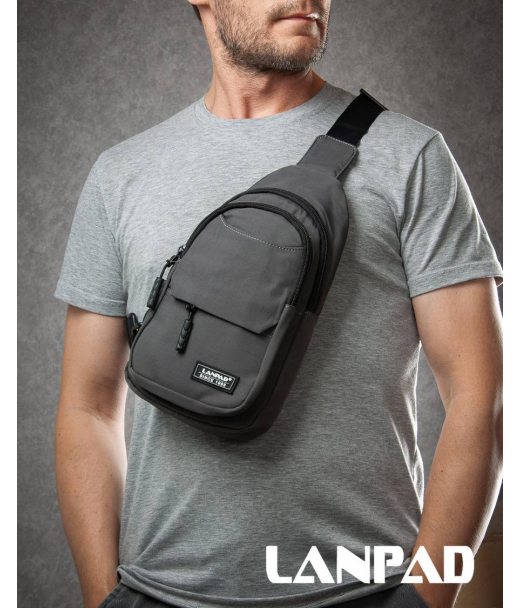 Сумка Чоловіча на плече нейлон Lanpad A4158 grey бол