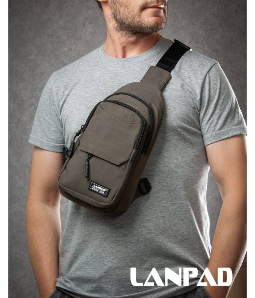 Сумка Чоловіча на плече нейлон Lanpad A4158 brown бол