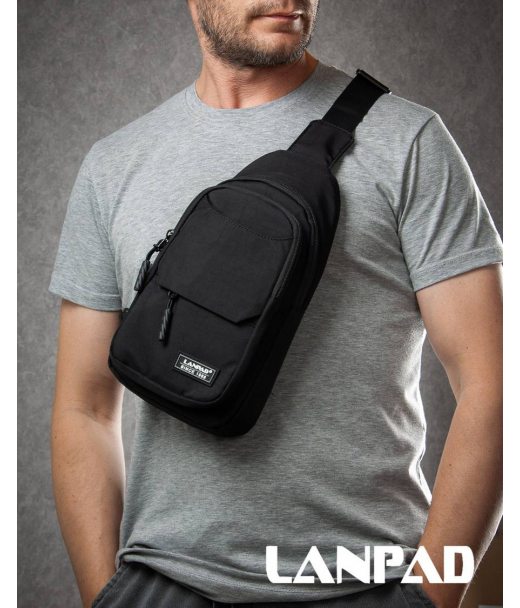 Сумка Чоловіча на плече нейлон Lanpad A4158 black бол