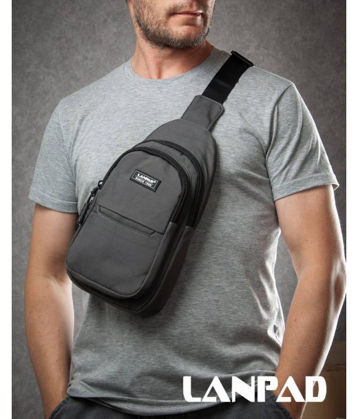 Сумка Чоловіча на плече нейлон Lanpad A4159 grey бол