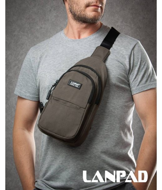Сумка Чоловіча на плече нейлон Lanpad A4159 brown бол