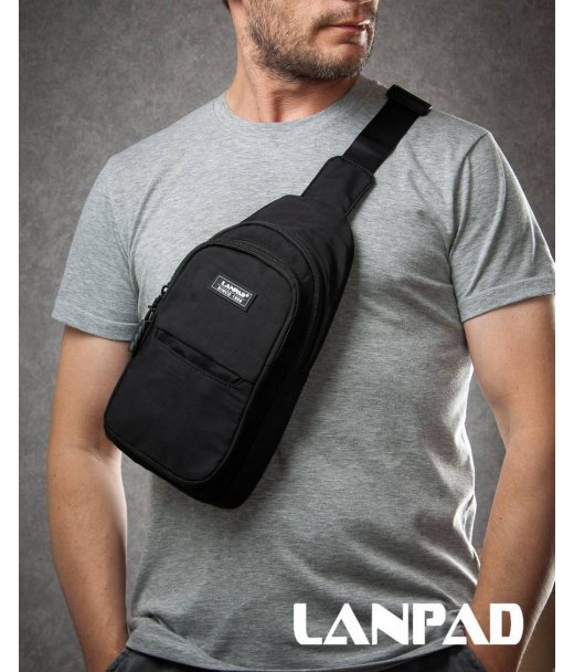 Сумка Чоловіча на плече нейлон Lanpad A4159 black бол