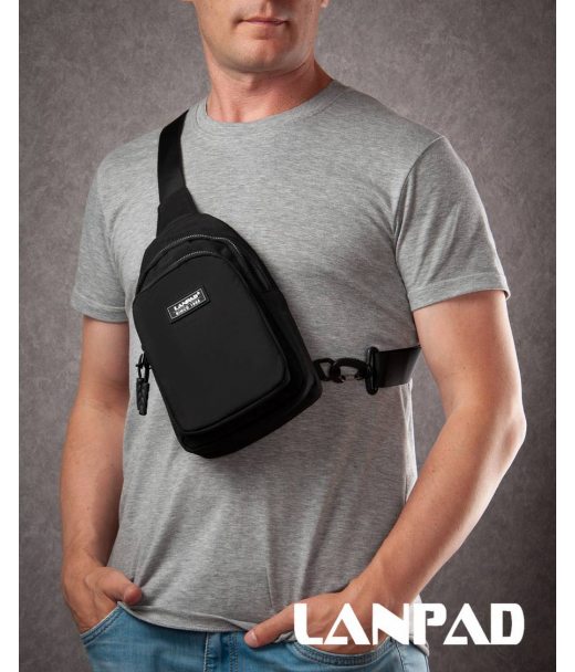 Сумка Чоловіча на плече нейлон Lanpad 86803 black мал