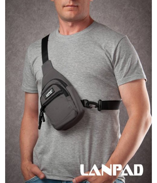 Сумка Чоловіча на плече нейлон Lanpad A65365 grey мал
