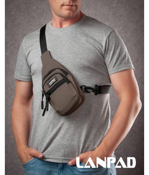 Сумка Чоловіча на плече нейлон Lanpad A65365 brown мал