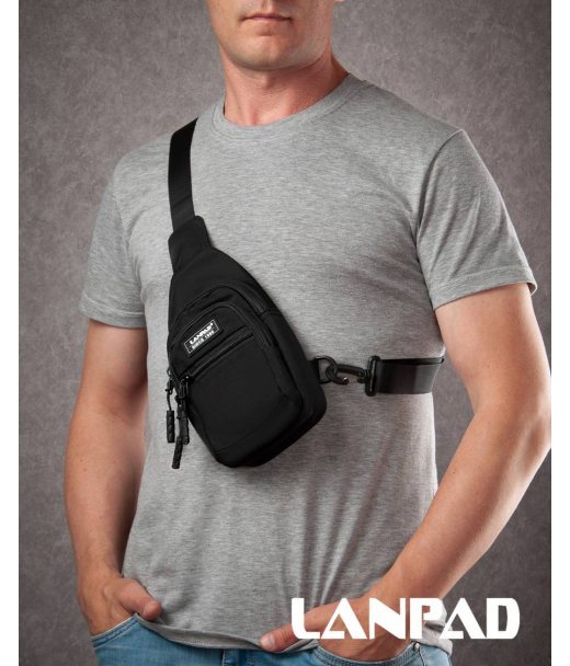 Сумка Чоловіча на плече нейлон Lanpad A65365 black мал