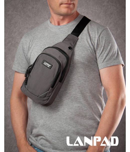 Сумка Чоловіча на плече нейлон Lanpad 8805 grey мал