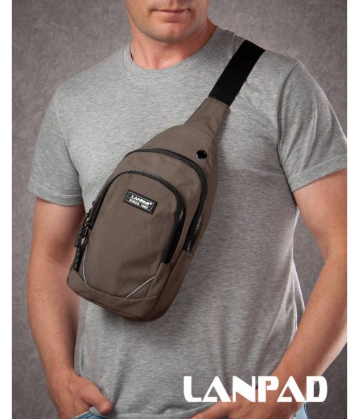 Сумка Чоловіча на плече нейлон Lanpad 8805 brown мал