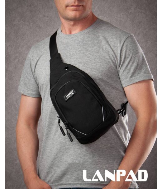 Сумка Чоловіча на плече нейлон Lanpad 8805 black мал