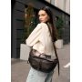 Женская кожаная сумка бананка через плечо Sambag StructureDart шоколад