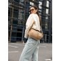 Женская кожаная сумка бананка через плечо Sambag StructureDart бежевая