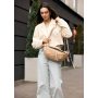 Женская кожаная сумка бананка через плечо Sambag StructureDart бежевая