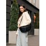 Женская кожаная сумка бананка через плечо Sambag StructureDart черная