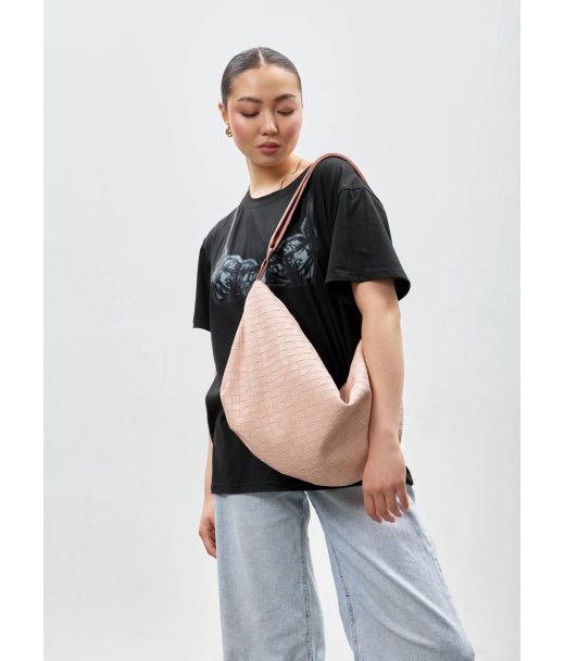 Жіноча сумка Sambag HOBO Bag-glove пудрова структурна