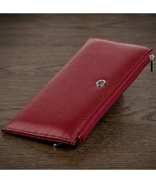 Горизонтальный тонкий кошелек из кожи женский ST Leather 19326 Бордовый