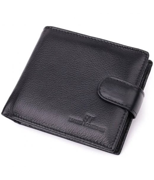 Отменный горизонтальный бумажник для мужчин из натуральной кожи ST Leather 22465 Черный