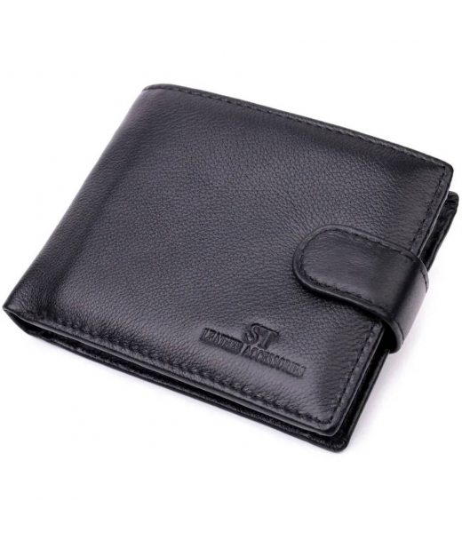 Горизонтальний чоловічий гаманець із натуральної шкіри ST Leather 22443 Чорний