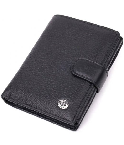 Солідний чоловічий гаманець з натуральної шкіри ST Leather 22467 Чорний