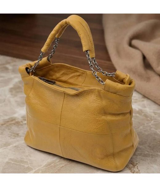 Практична сумка жіноча з натуральної шкіри Vintage 22991 Жовтий Практична сумка жіноча з натуральної шкіри Vintage 22991 Жовтий