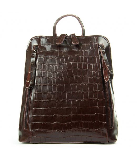 Сумка Шкіряна Жіноча Рюкзак ALEX RAI 8629 brown croco