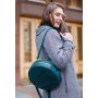 Кожаная женская круглая сумка-рюкзак Maxi зеленая - BN-BAG-30-malachite BlankNote 